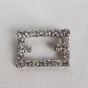 Vintage Silver Tone Square Brooch